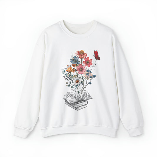 Floral Book Unisex Crewneck Sweatshirt